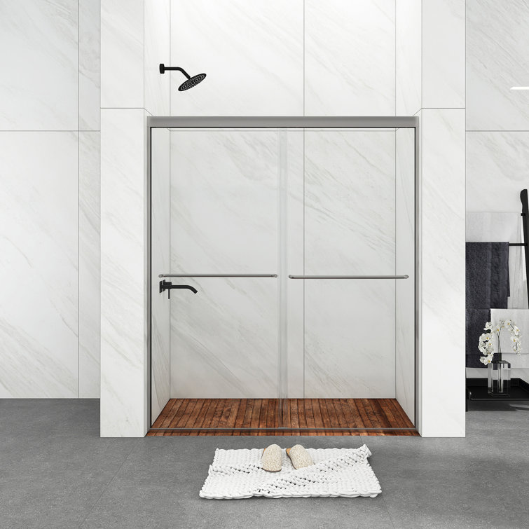 54 in. Chrome Framed Double Sliding Shower Door with Clear Glass