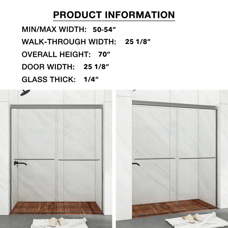 54 in. Chrome Framed Double Sliding Shower Door with Clear Glass