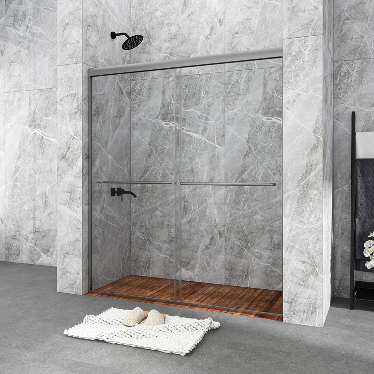 60 in. Chrome Framed Double Sliding Shower Door with Clear Glass