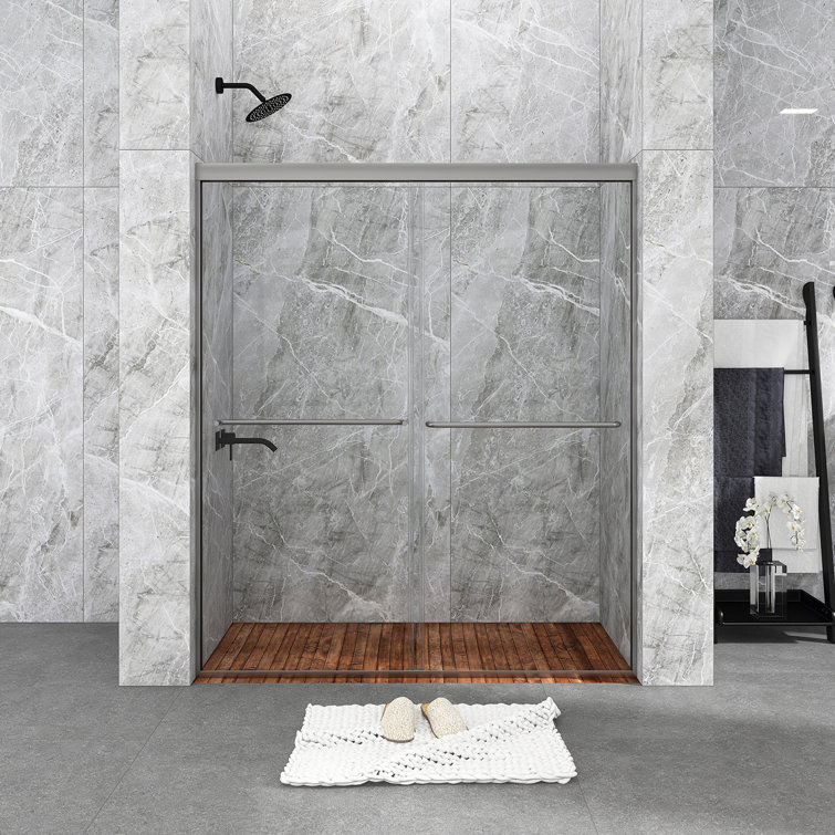 60 in. Chrome Framed Double Sliding Shower Door with Clear Glass