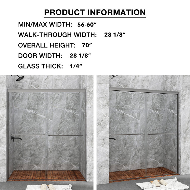 60 in. Chrome Framed Double Sliding Shower Door with Clear Glass