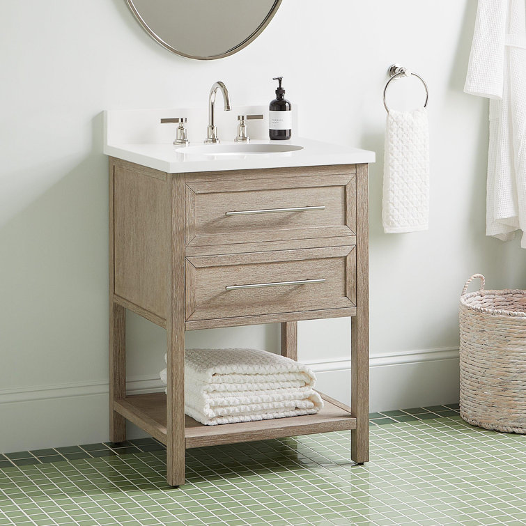 24" Black Single Bathroom Vanity with Exposed Shelf