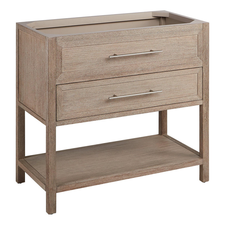 Robertson 36" Brushed White Mahogany Bathroom Vanity with Carrara Marble Top