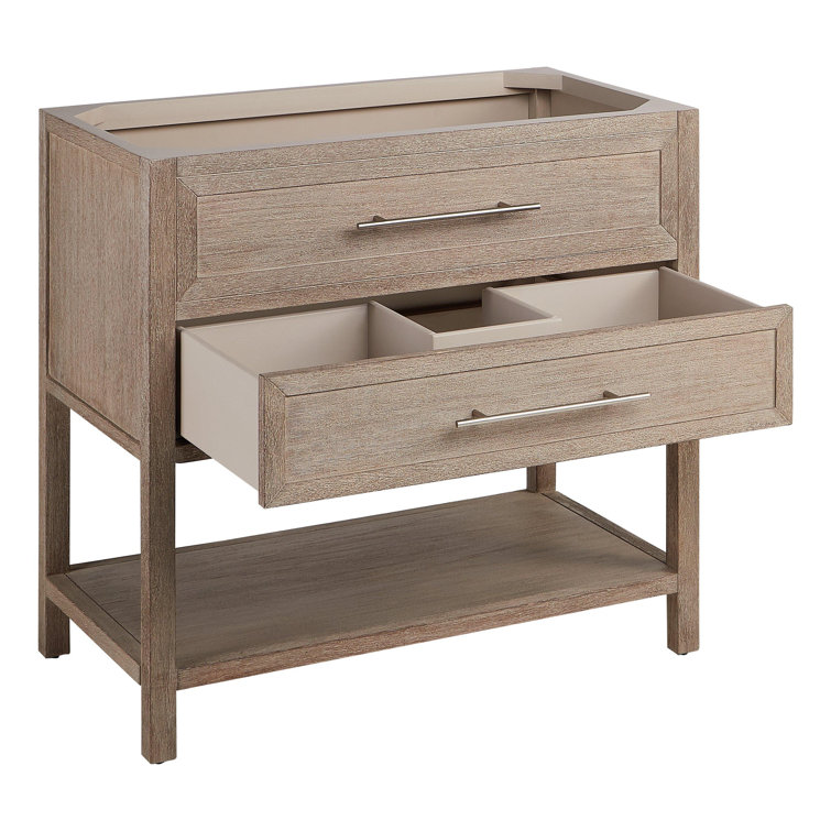 Robertson 36" Brushed White Mahogany Bathroom Vanity with Carrara Marble Top