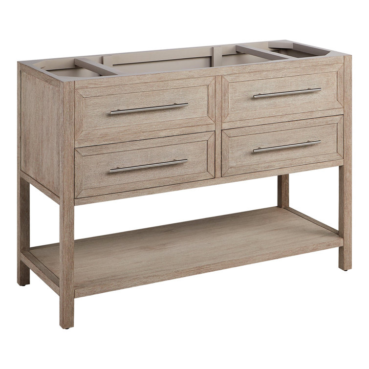48" Brushed White Single Bathroom Vanity with Carrara Marble Top