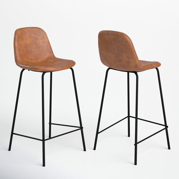 Maxine Vintage Black Metal Frame Vegan Leather Counter Stool