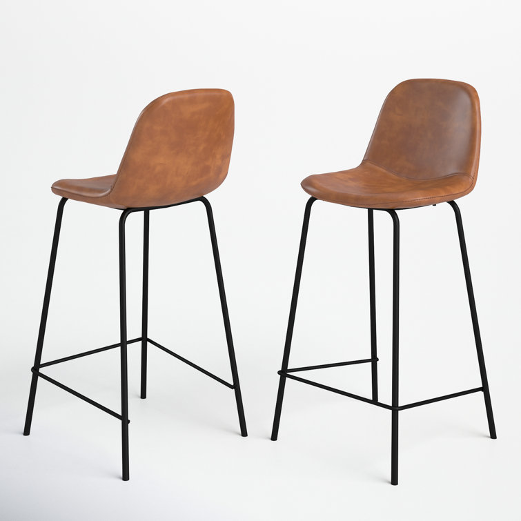 Maxine Vintage Black Metal Frame Vegan Leather Counter Stool