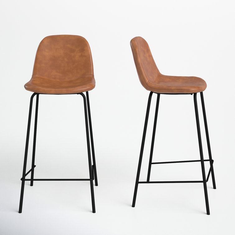 Maxine Vintage Black Metal Frame Vegan Leather Counter Stool