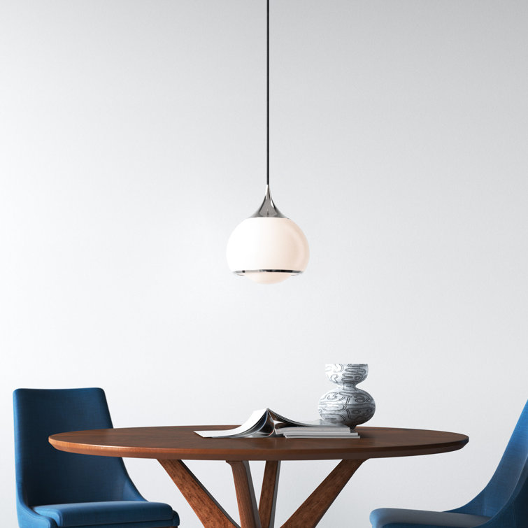 Reese Polished Nickel Globe Pendant with Opal Glass Shade