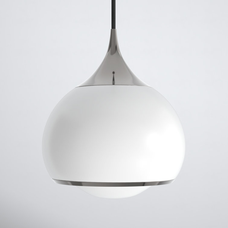 Reese Polished Nickel Globe Pendant with Opal Glass Shade