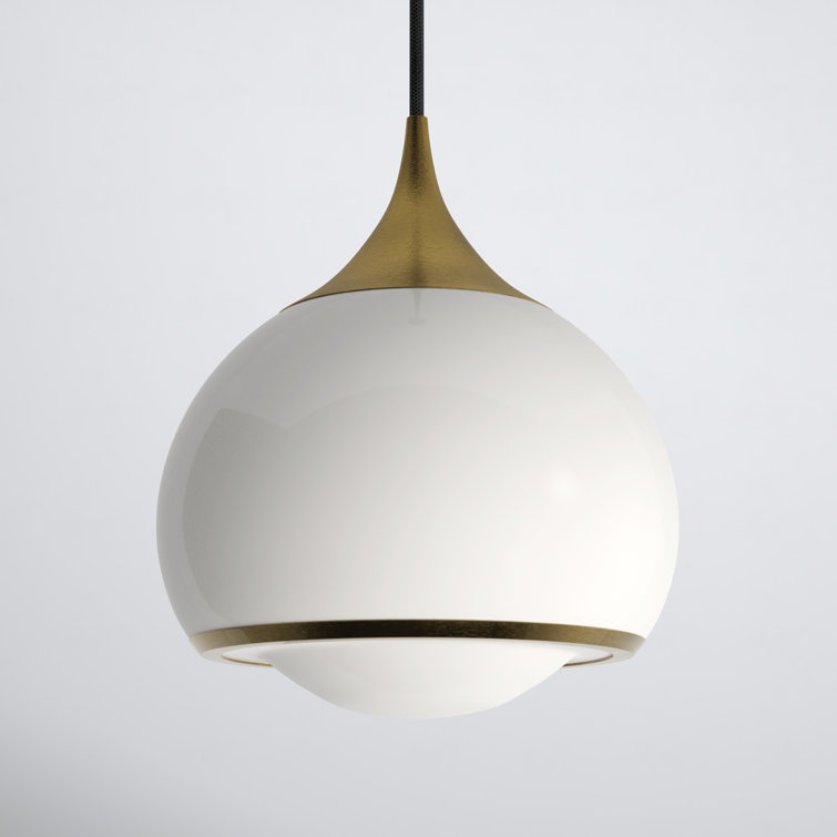 Elegant Opal Glass Globe Pendant in Aged Brass