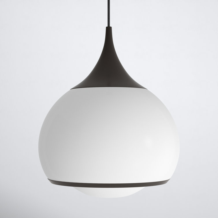 Reese Opal Glass & Aged Brass 14" Globe Pendant Light