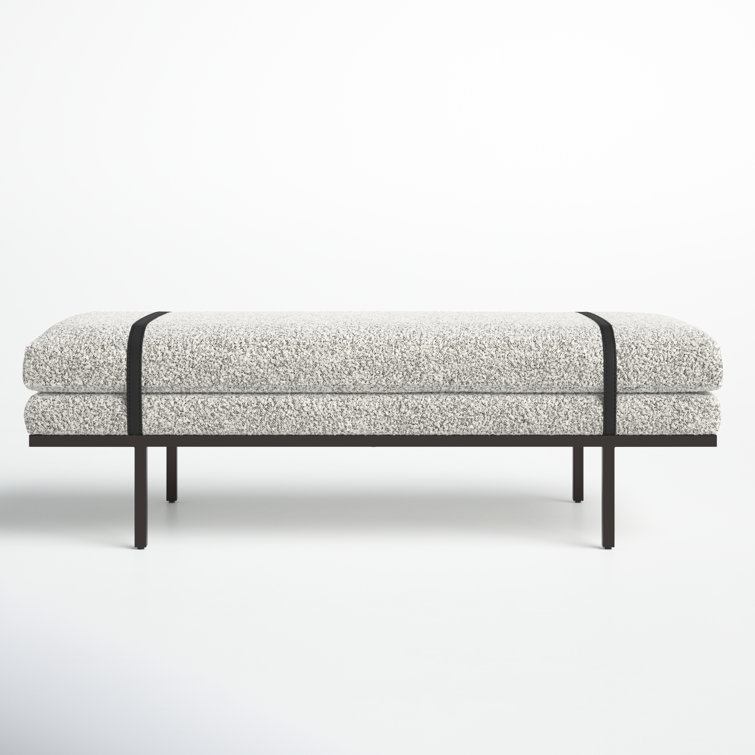 Harris 60'' Black Iron and Top Grain Leather Accent Bench
