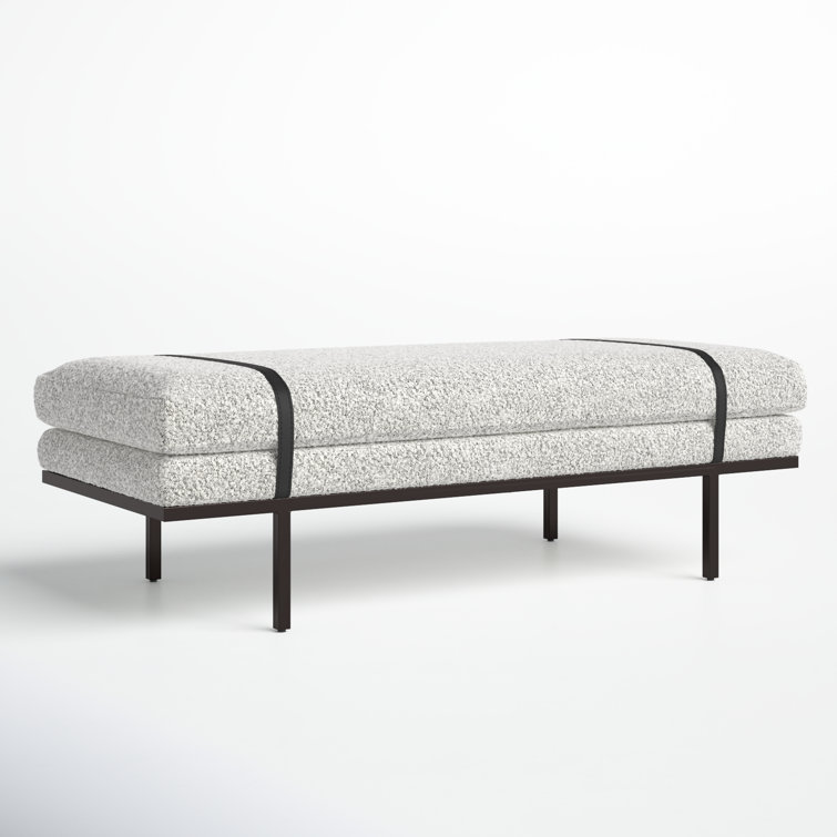 Harris 60'' Black Iron and Top Grain Leather Accent Bench