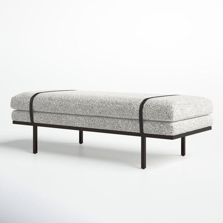 Harris 60'' Black Iron and Top Grain Leather Accent Bench