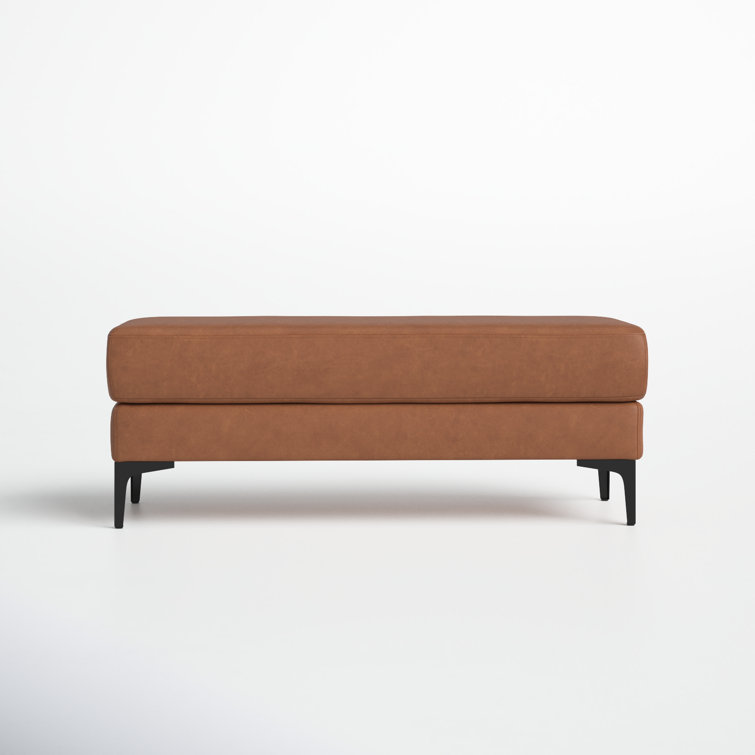 Transitional Elise 48" Black/Brown PU Leather and Wood Bench