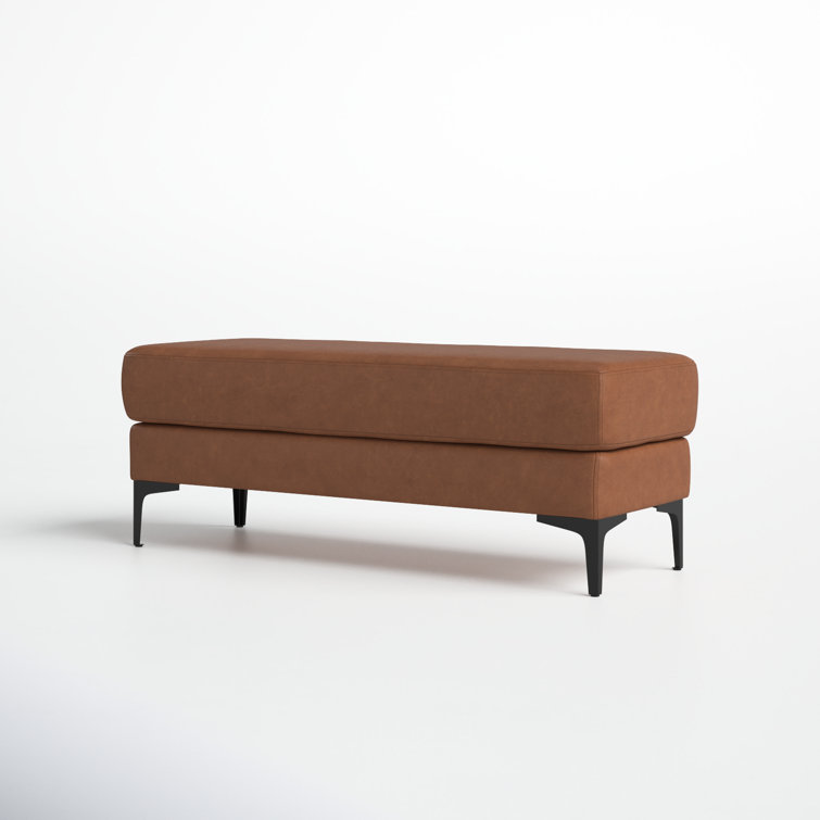 Transitional Elise 48" Black/Brown PU Leather and Wood Bench