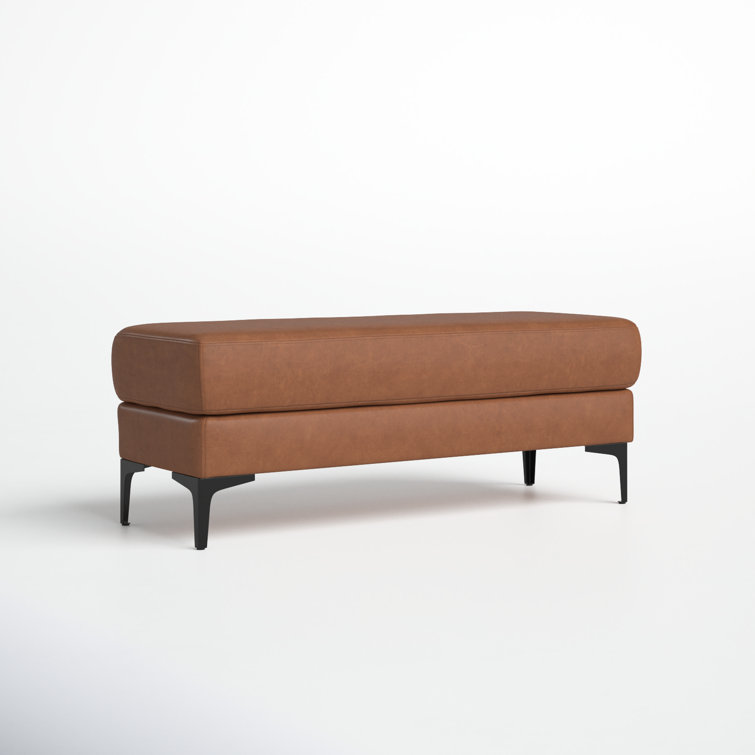 Transitional Elise 48" Black/Brown PU Leather and Wood Bench