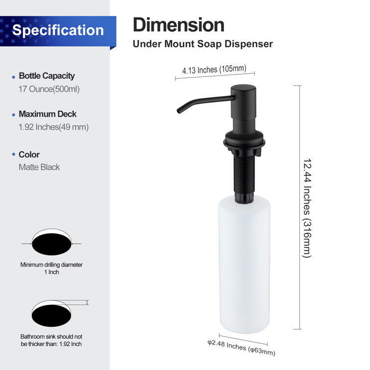 Matte Black Ergonomic Kitchen Soap Dispenser