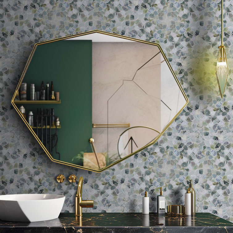Ocean Green Natural Stone Pebble Mosaic Tile 12" x 12"