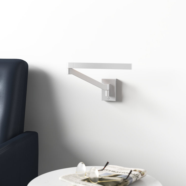 Joziah Titanium Finish Dimmable LED Swing Arm Sconce with White Acrylic Diffuser