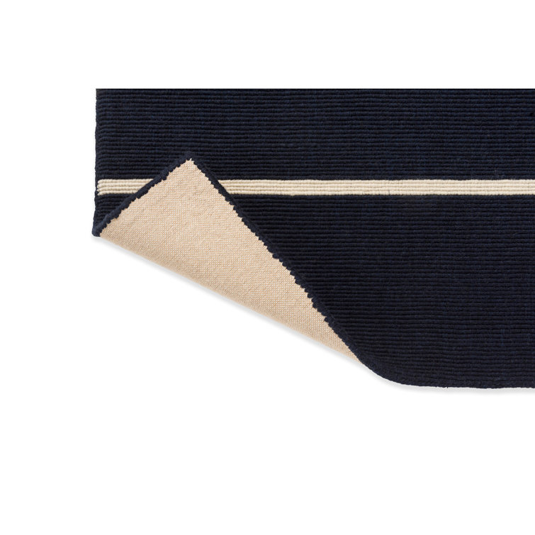 Handwoven Deep Blue Wool Rectangular Rug 4'7" x 6'7"