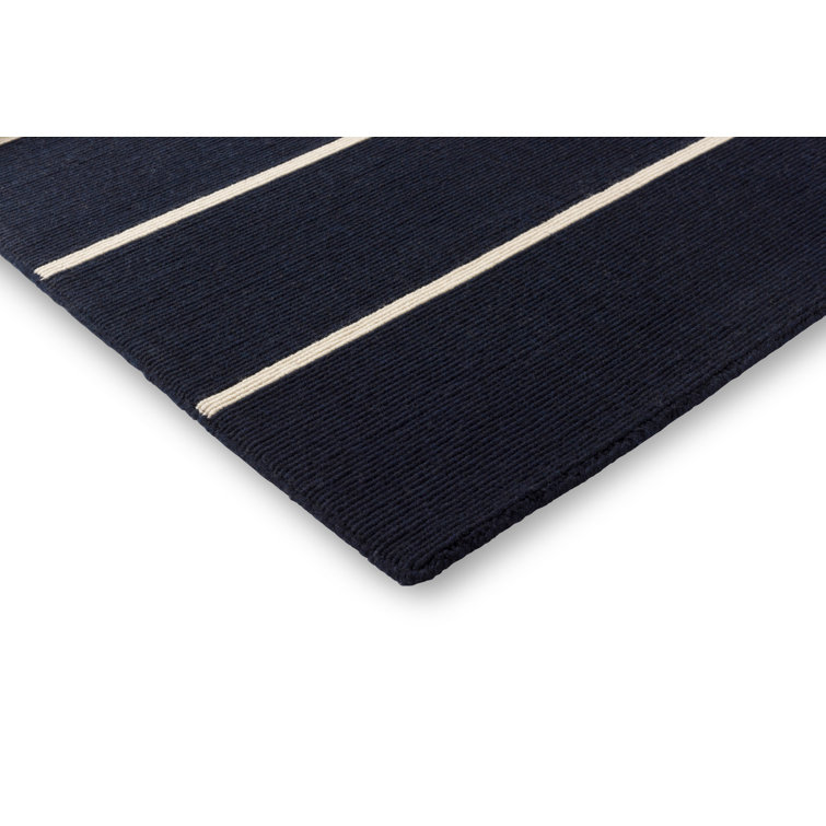 Handwoven Deep Blue Wool Rectangular Rug 4'7" x 6'7"