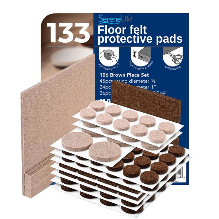 133-Piece Brown and Beige Felt Furniture Pads Set