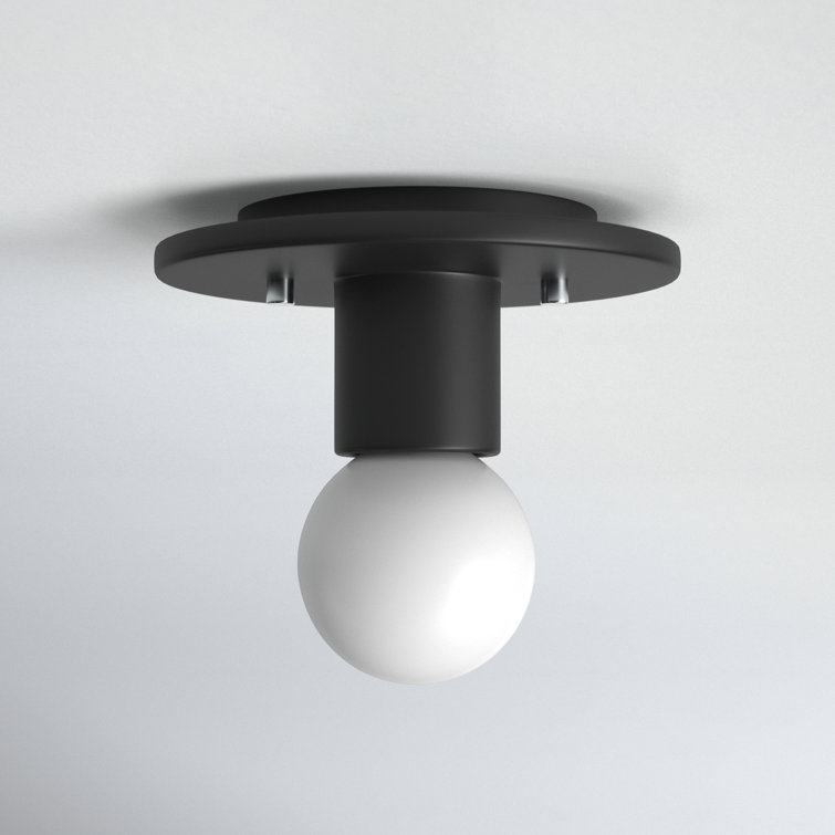 Carbon Matte Black Ceramic Globe Flush Mount Light