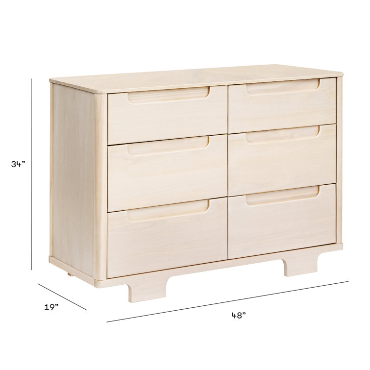 Washed Natural Pine 6-Drawer Scandinavian Dresser