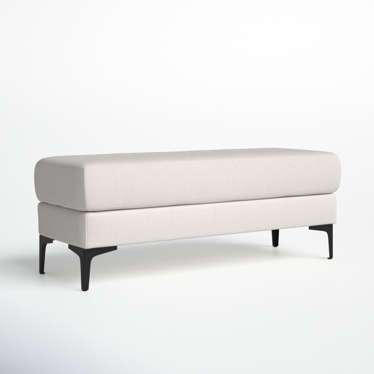 Elise Transitional Cream PU Leather and Black Wood 48" Bench