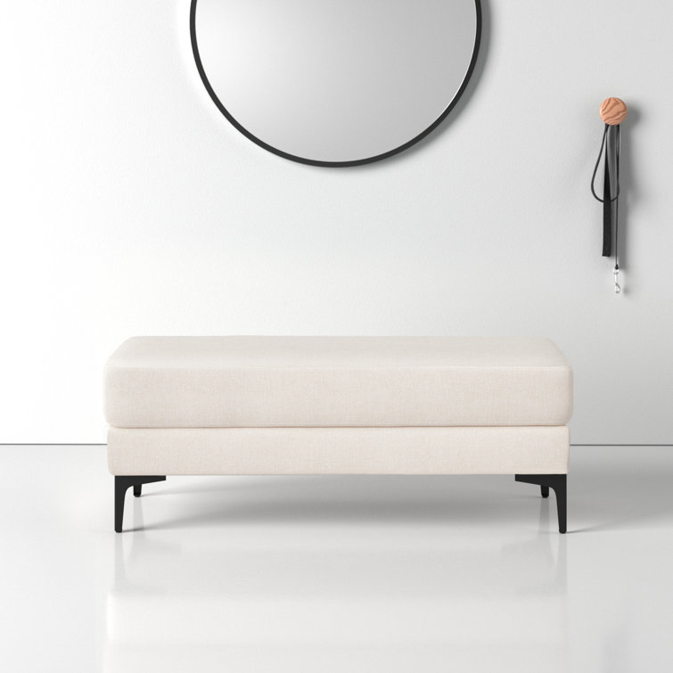 Elise Transitional Cream PU Leather and Black Wood 48" Bench
