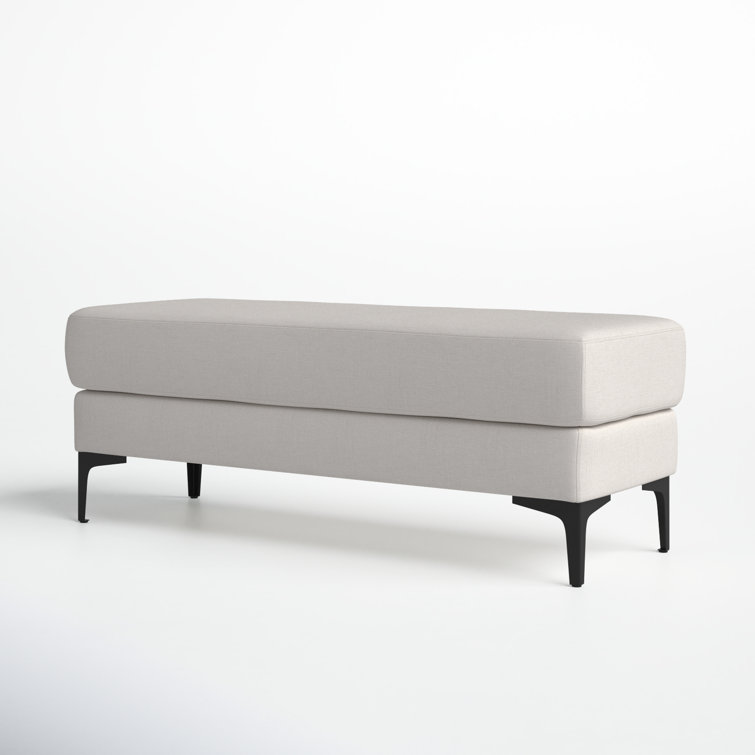 Elise Transitional Cream PU Leather and Black Wood 48" Bench