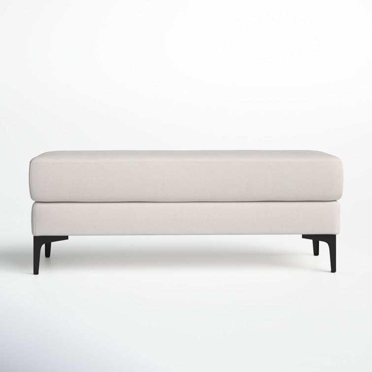 Elise Transitional Cream PU Leather and Black Wood 48" Bench