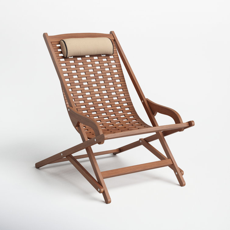 Classic Eucalyptus Wood Brown Outdoor Swing Lounger with Pillow