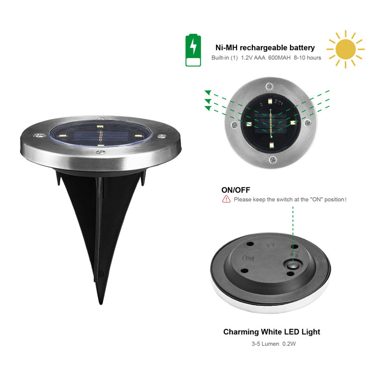 Set of 6 Solar Powered LED Pathway Lights with Dusk to Dawn Sensor
