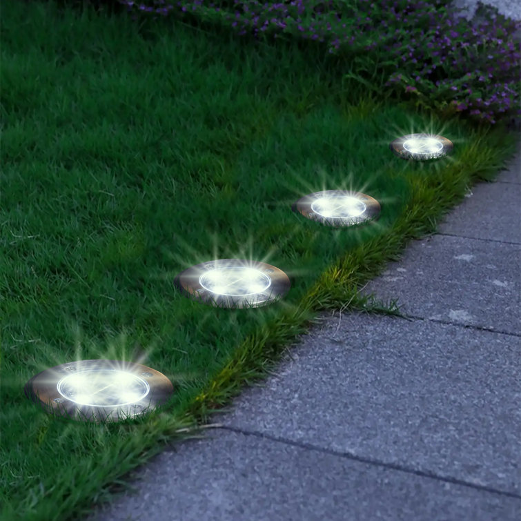Set of 6 Solar Powered LED Pathway Lights with Dusk to Dawn Sensor