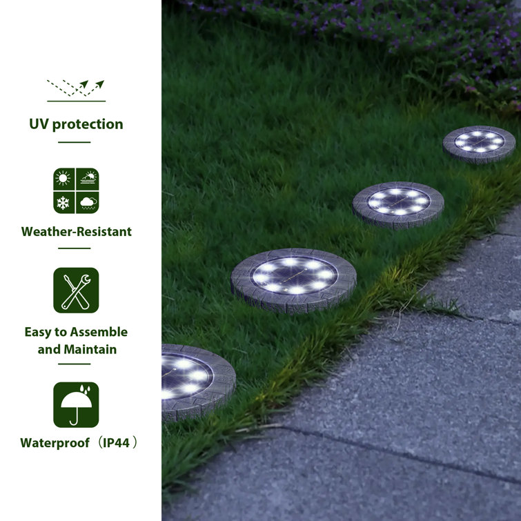 Set of 6 Solar Powered LED Pathway Lights with Dusk to Dawn Sensor