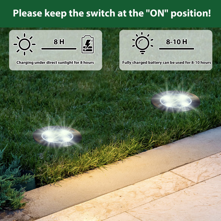 Set of 6 Solar Powered LED Pathway Lights with Dusk to Dawn Sensor