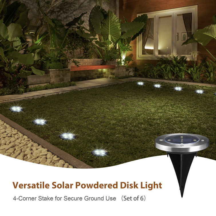 Set of 6 Solar Powered LED Pathway Lights with Dusk to Dawn Sensor