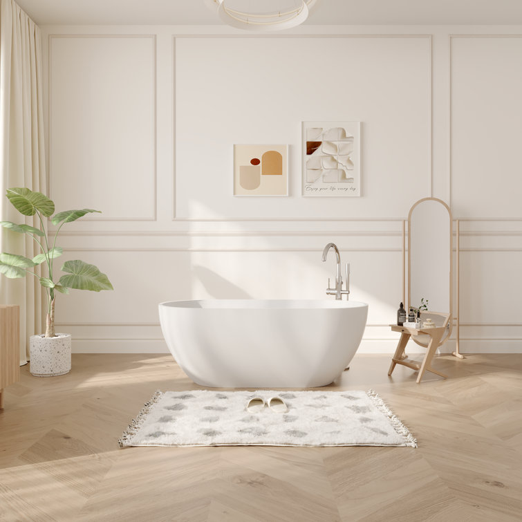59'' Matte White Acrylic Freestanding Soaking Bathtub