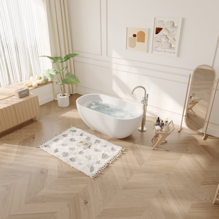 59'' Matte White Acrylic Freestanding Soaking Bathtub