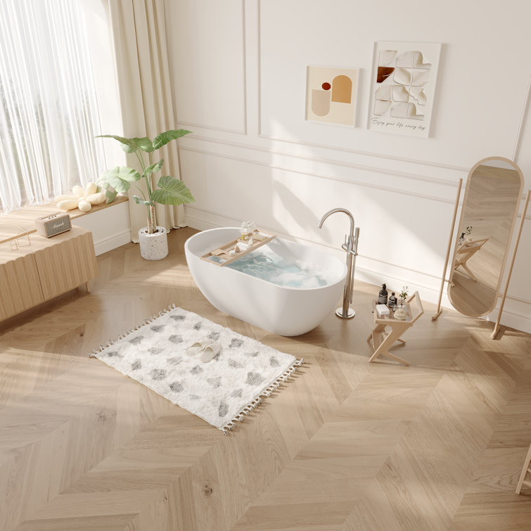 59'' Matte White Acrylic Freestanding Soaking Bathtub