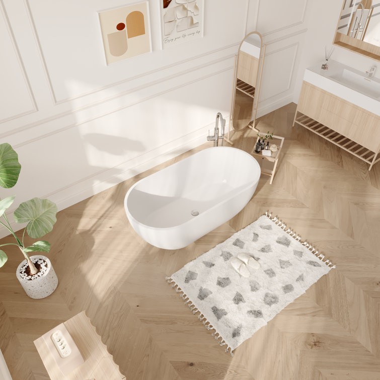 59'' Matte White Acrylic Freestanding Soaking Bathtub