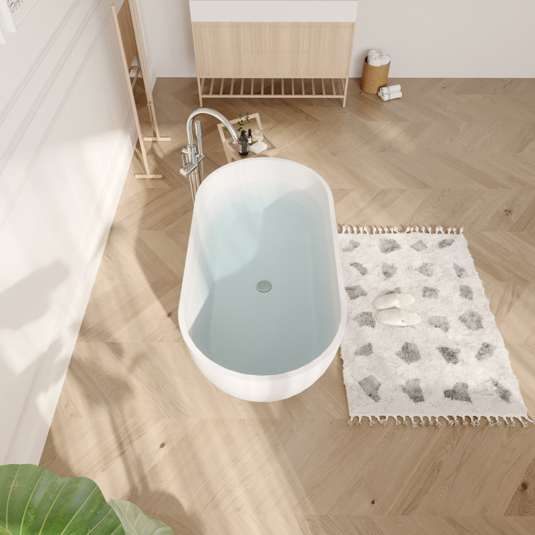 59'' Matte White Acrylic Freestanding Soaking Bathtub