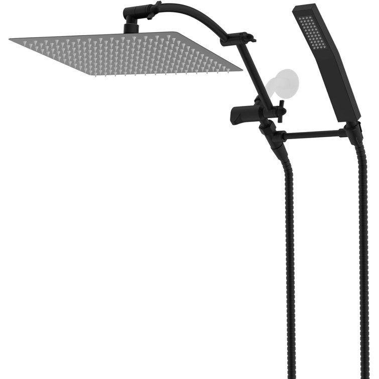 Matte Black 12'' High Pressure Rainfall Shower Head Combo