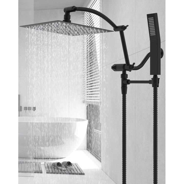 Matte Black 12'' High Pressure Rainfall Shower Head Combo
