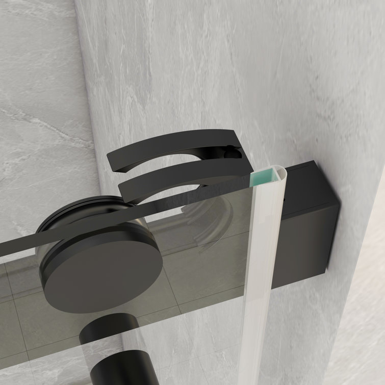 Matte Black Frameless Double Sliding Shower Door with Handles