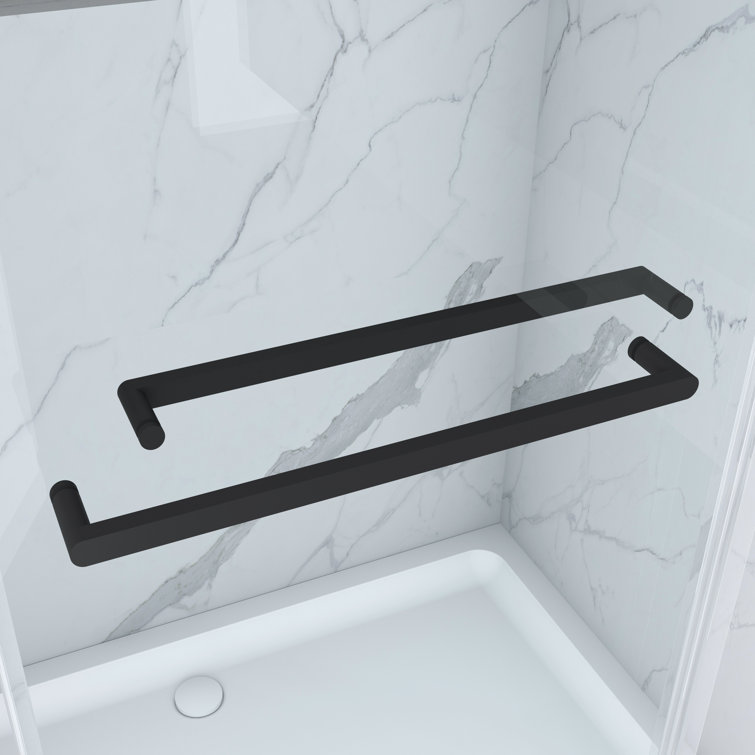 Matte Black Frameless Double Sliding Shower Door with Handles