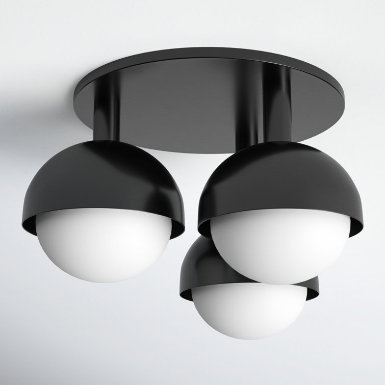 Old Bronze 3-Light Glass Globe Semi-Flush Mount